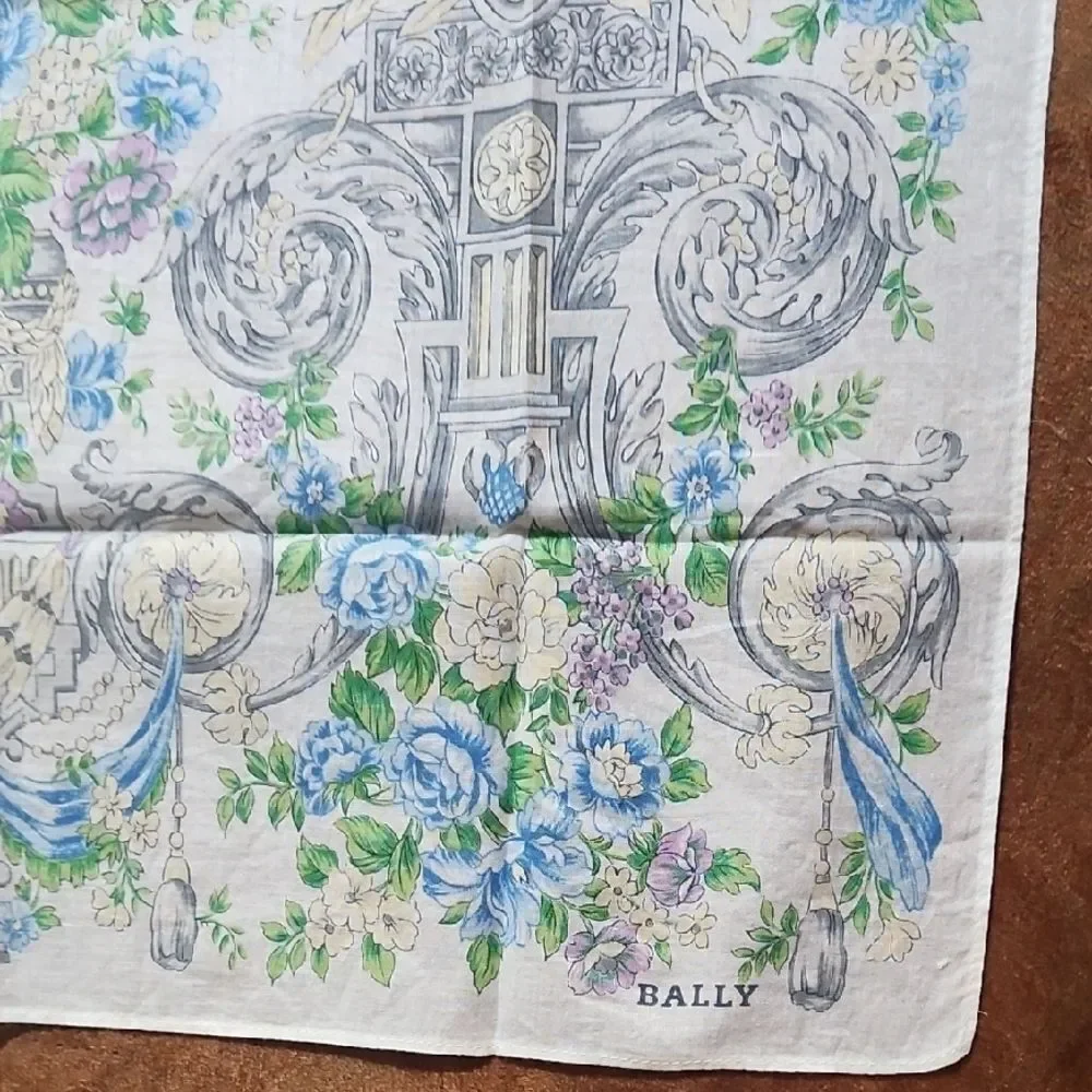 Bally Floral and Scroll Patterned Scarf